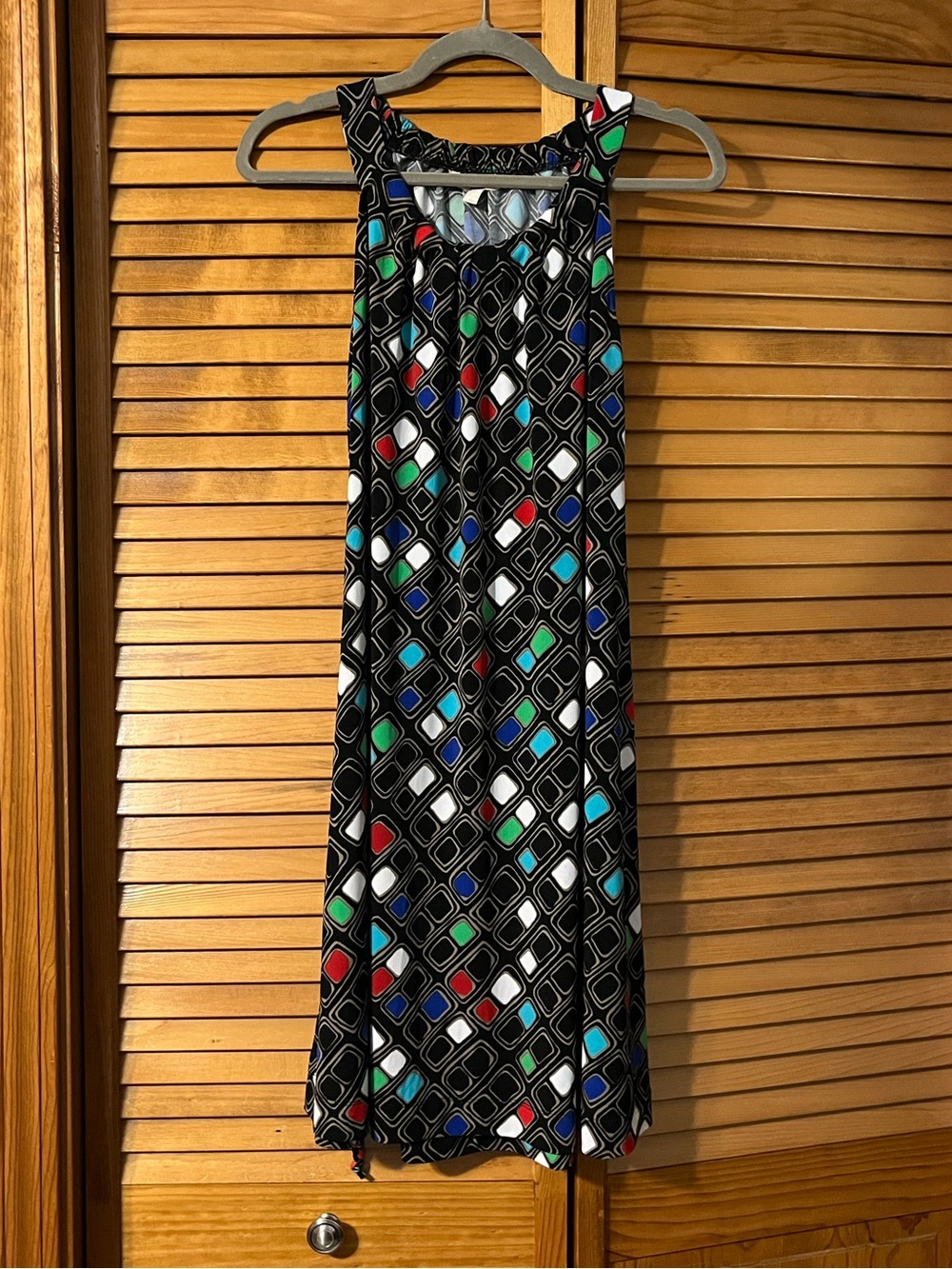 Banana Republic Black Dress with Vibrant Geometric Print